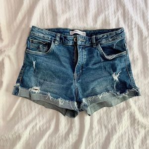 Zara denim shorts, light blue wash, high waist